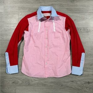 SHIRO SAKAI‎ Women’s White Red Navy Stripe-print Long-sleeve